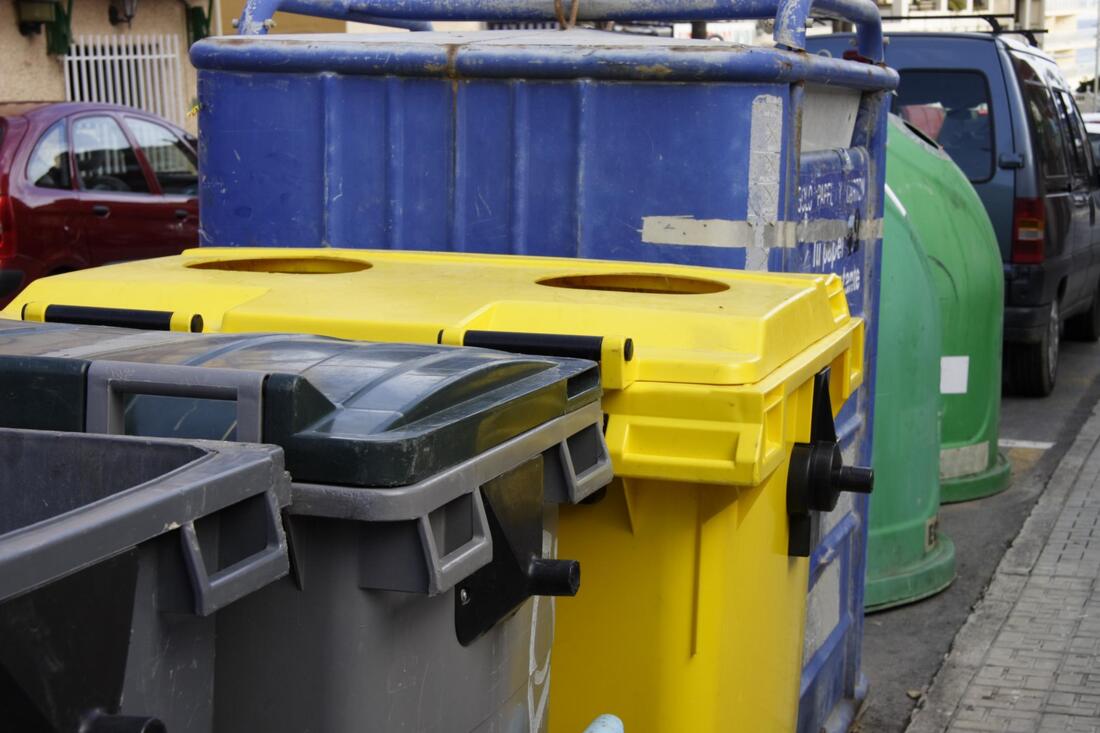 a dumpster bins outside
